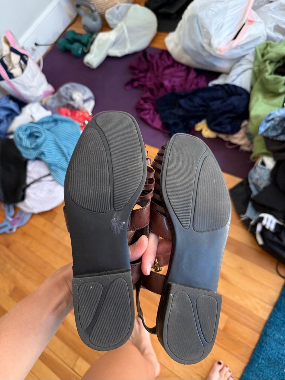 Pesaro Brown Woven Leather Slingback Sandals - Picture 2 of 4